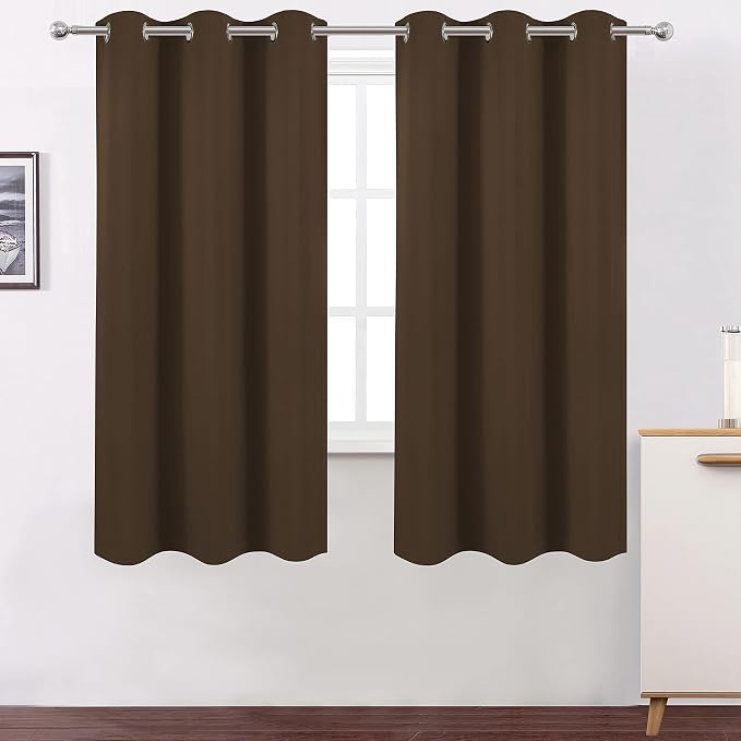 Chocolate Brown Thermal Blackout Curtains/40 x 72 Inch/Set of 2 Panels Room - Image 2