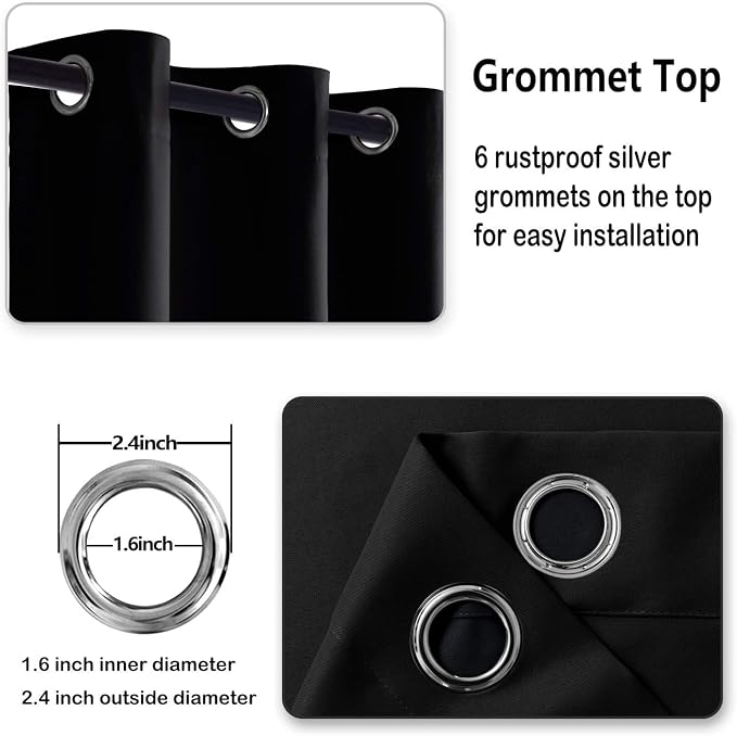 DWCN Black Short Blackout Curtains - Image 5