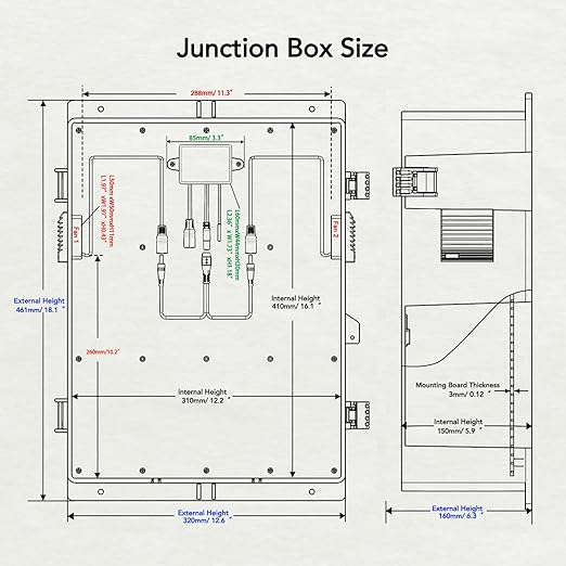 Akwscyby Outdoor Electrical Box, Waterproof Electrical Junction Box IP65 ABS Plastic Enclosure with Fan & Thermostat, Mounting Plate and Hinged Lid (18.1" Hx 12.5" L x 6.3" W)