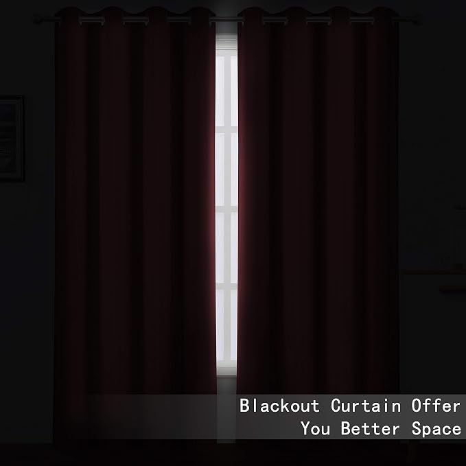 100% Blackout Curtains 52 x 84 Inch/Burgundy Red Curtains 2 Panels - Image 4