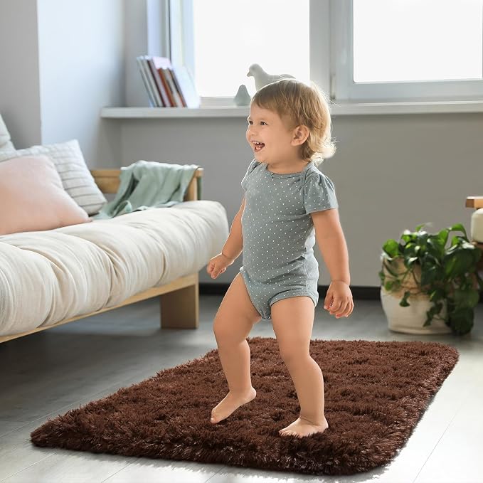 HOMORE Small Rugs for Bedroom 2x3 Feet Brown Rug for Bedside Living Room | Soft - Image 6