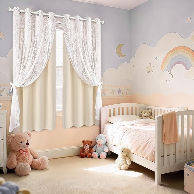 Yinhua Blackout Curtains for Bedroom Double Layer Beige Curtains for Living - Image 8