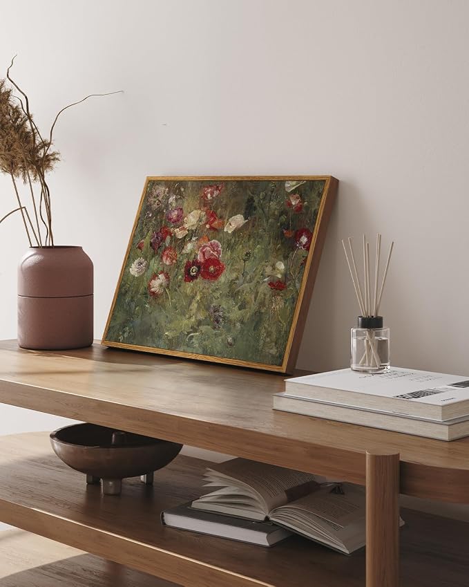 InSimSea Framed Canvas Wall Art, Vintage Bathroom Shelf Art, Poppy Picture - Image 7