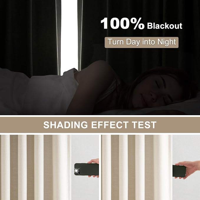Extra Long 100% Blackout Linen Curtains 108 Inches Long - Image 3