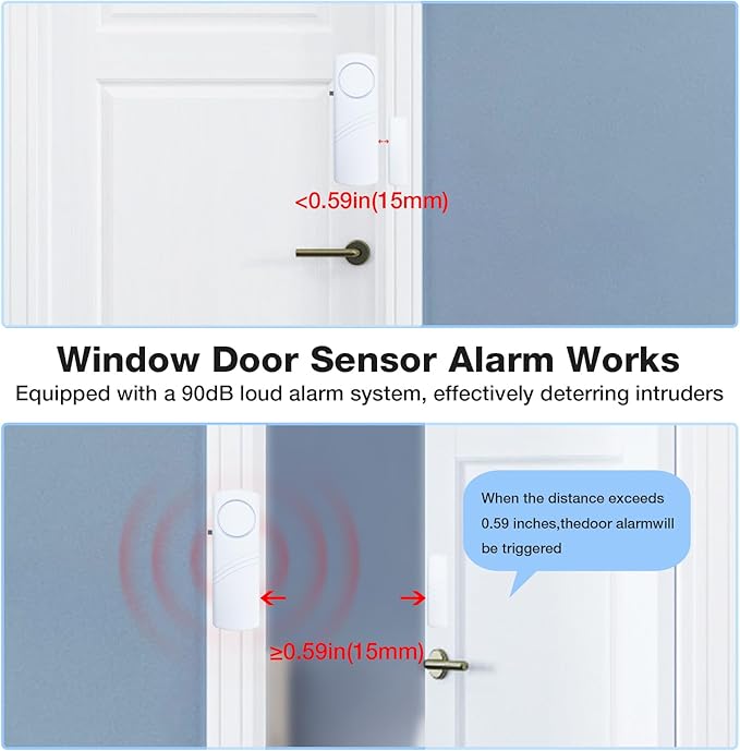 Door Window Alarm, 90DB Door Alarms for Kids Safety, Wireless Sensor Door Window Burglar Alarm-Window Pool Alarms for Home Office House, 20 Pack (20 Pack)