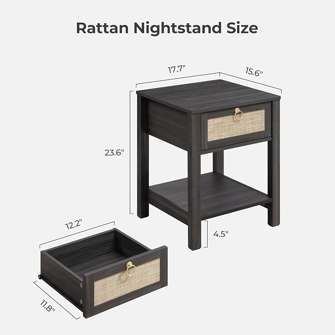 SICOTAS Rattan Nightstand Set of 2 - Image 7