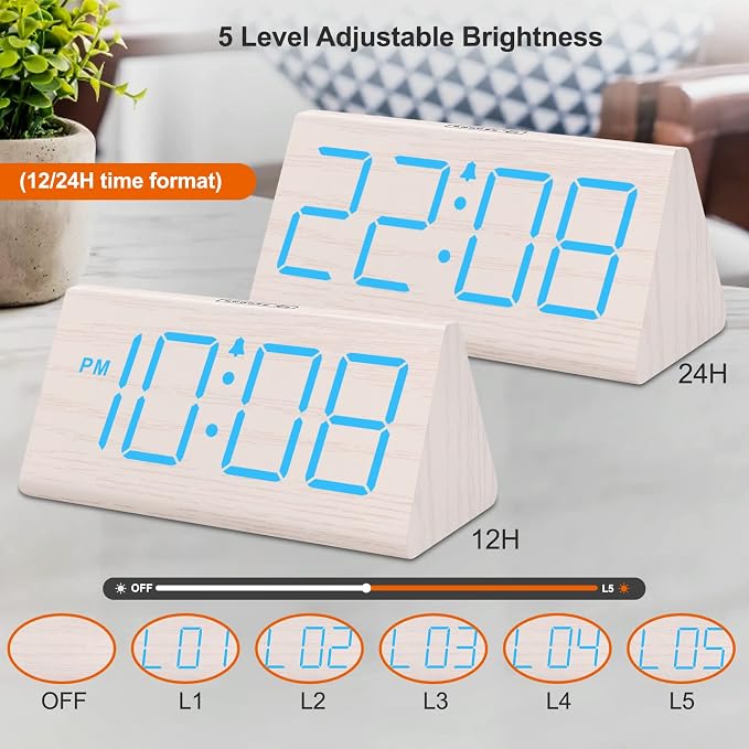 DreamSky Wooden Digital Alarm Clock - Image 6