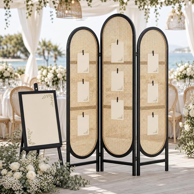 3 Panel Rattan Room Divider, Arched Room Divider Screen, Dressing Areas - Image 6