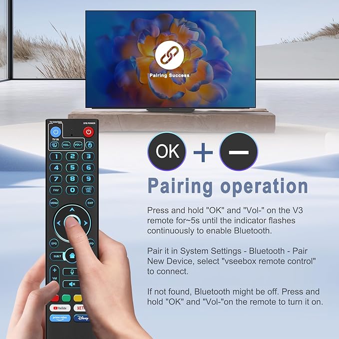Backlight Voice Remote Control Replacement Compatible for vSeeBox V5 Pro,3 Pro, V3 Plus,V1,V1 Pro,V2,V2 Pro, V1 Max,Elite,Max