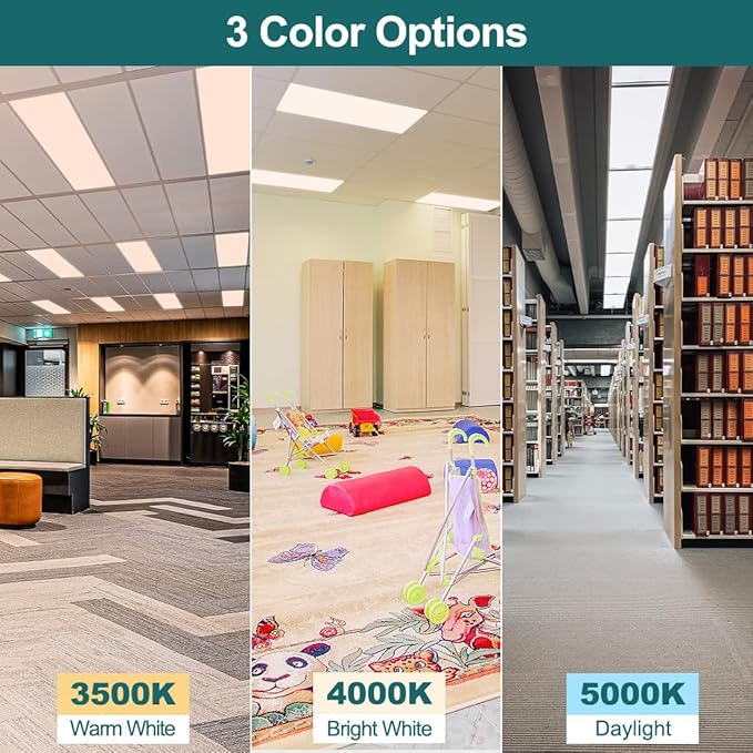 kadision 2x4 LED Flat Panel Light, 60W/50W/40W/30W/25W Adjustable, 5000K/4000K/3500K Selectable, 6600LM Dimmable LED Drop Ceiling Light Fixture, 100-277V ETL-Listed, 4-Pack