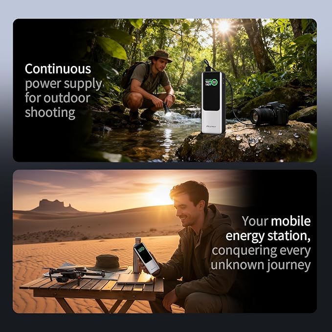Reletech 140W Portable Fast Charger 25000mAh with LG 21700 Battery, 3-Port Laptop Fast Power Bank Smart Display for Travel, Compatible with MacBook Pro, iPhone 17/16, ipad.（G-ZeroFear）