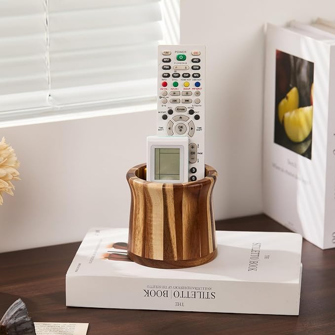 Acacia Wood Small Remote Control Holder, Organizer - Image 7