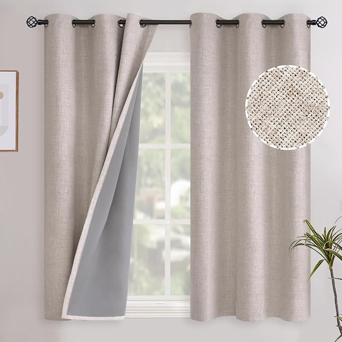 YoungsTex Short Linen Blackout Curtains 45 Inch Length by YoungsTex