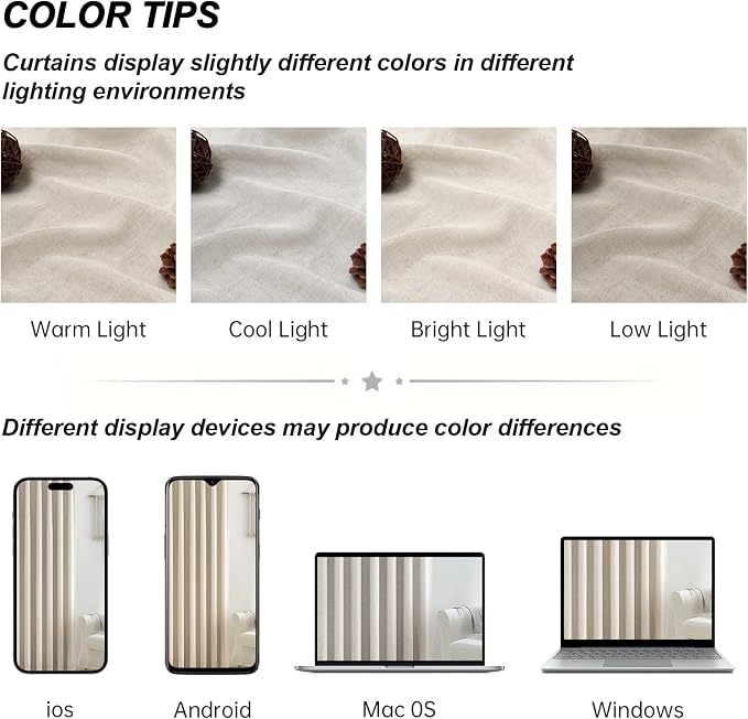 Extra Long Beige Curtains for Living Room Blackout 108 Inches Insulating Sound - Image 9