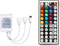 DAYBETTER Led Lights 2 Ports 44 Key Remote Control, Dimmer for Strip, 4 Pin Output Remote Controller for Led Strips 12 24V DC Tape Light (Without Power Adapter)