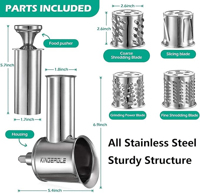 Stainless Steel Slicer Shredder Attachment for KitchenAid Mixer, Cheese Grater Attachment, Food Slicer for KitchenAid Mixer, Accessories for Kitchen aid