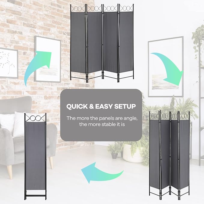 Room Divider 4 Panels Room Divider Privacy Screens - Image 6