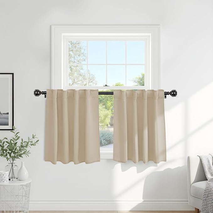 PONY DANCE Short Curtains Half Window Curtains, Kitchen & Bathroom, Width 29 x by PONYDANCE