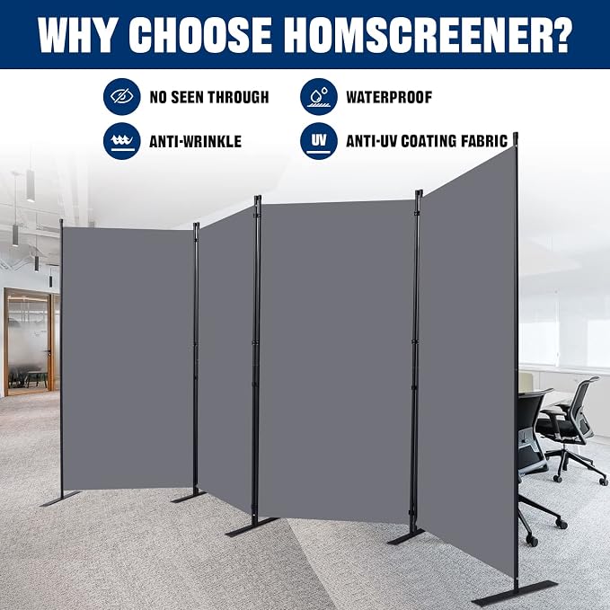 Room Divider 4 Panel-136''Wide, 6FT Room Dividers and Folding Privacy Screen | - Image 3