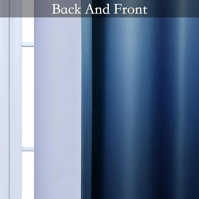 SimpleHome Ombre Gradient Blue White to Gray Curtains - Image 4