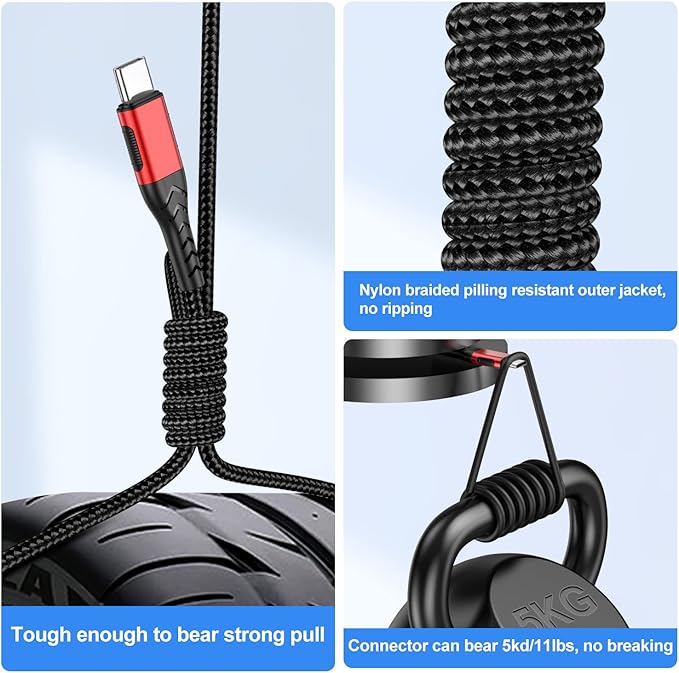 Durcord USB C Charger Cable, Upgarded 2Pack 6ft USB Fast ChargingType C Charging Cord Cable, Type C Charger Premium Nylon Braided USB Cable Compatible with iPhone 15 Pro/Plus/Max/Android/Phone/Pad-Red