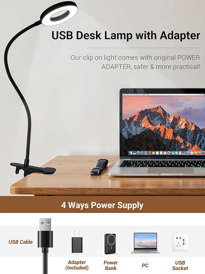 Clip on Lamp, 5 Colors+10 Brightness Memory LED Desk Lamp - Image 7