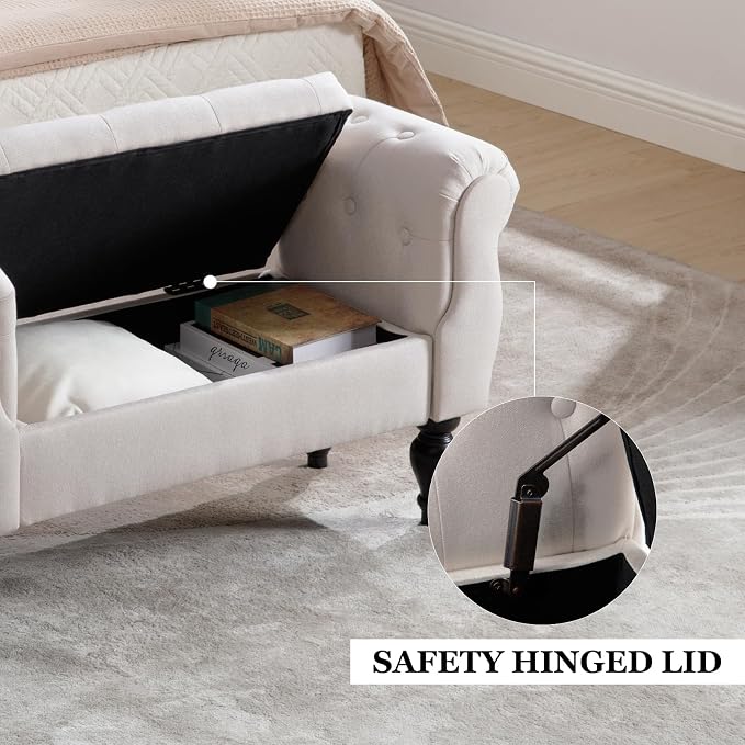 Storage Bench for End of Bed Bedroom, 39.7" Modern Ottoman Bench - Image 7