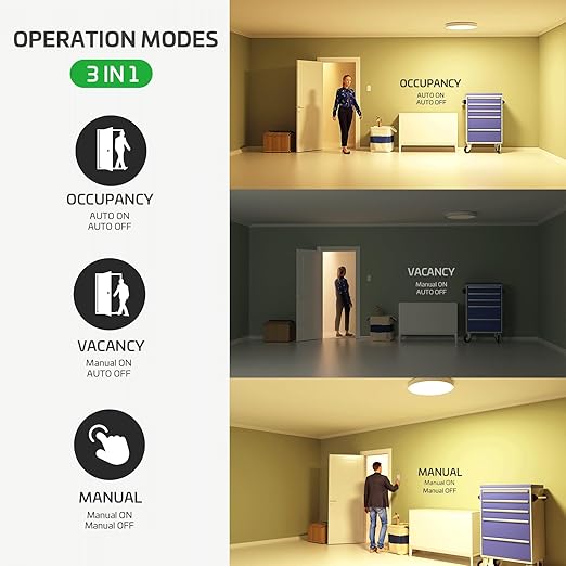 RAYZEEK Motion Sensor Light Switch, 5A, Single Pole, Ground Wire Required, OCC & VAC & Manual Selectable, PIR Infrared Motion Activated Wall Switch, UL Listed, Wall Plate Included, PC Fireproof