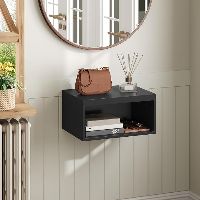 MAHANCRIS Floating Nightstand Set of 2, Wall Mounted Bedside Table | Black - Image 4