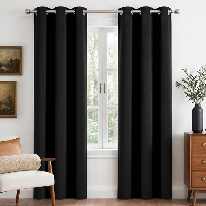 NICETOWN 100% Black Out Curtains 84 Inches Long 2 Panels by NICETOWN