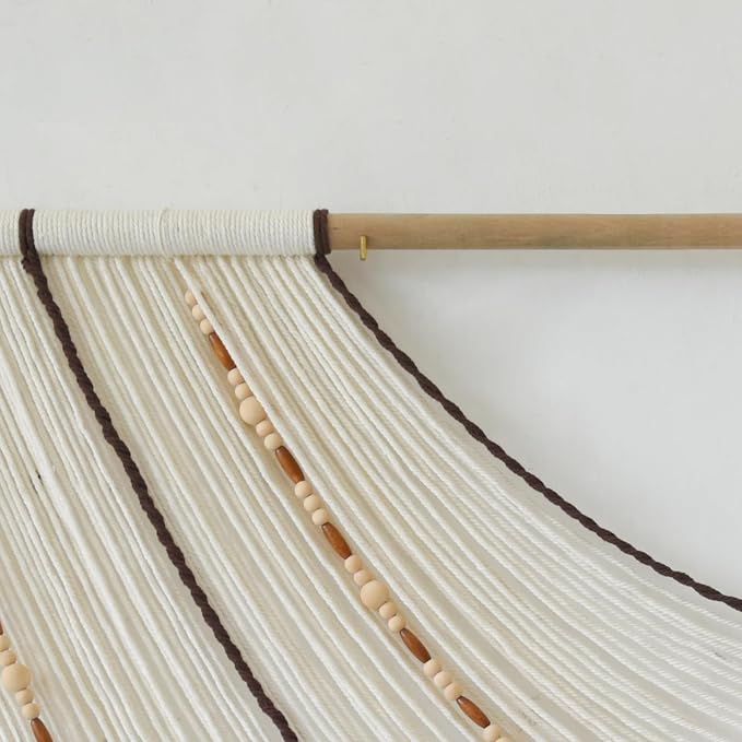 Macrame Wall Hanging Boho Wall Decor Beaded Fiber Art Handmade 57"W*35"L | - Image 6