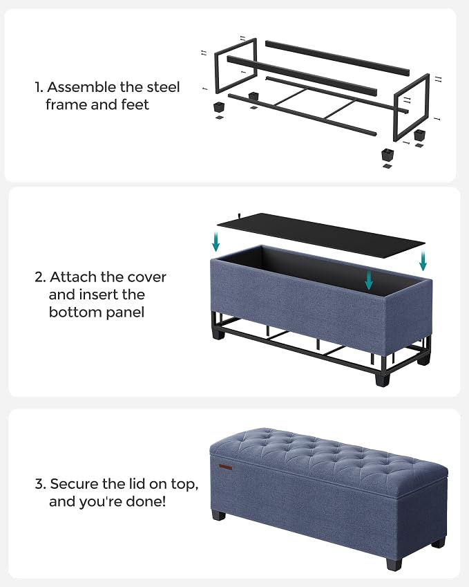 SONGMICS Storage Ottoman Bench, Foot Rest - Image 7