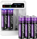 Pallus Rechargeable Lithium AA Batteries with Charger - 8 Pack Li-ion Double A Battery, 3000mWh AA Rechargeable Lithium Batteries for Blink Camera, Cycles 1600x, Ideal for High-Drain Devices