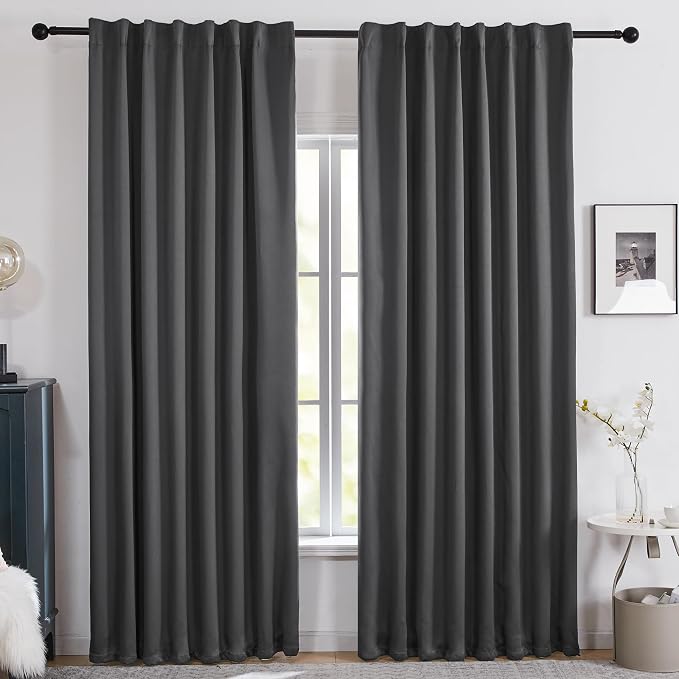 Deconovo Blackout Curtains for Bedroom Living Room Back Tab 95 Inches Long | - Image 2