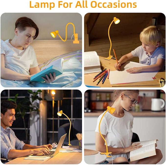 LiFMIRA Desk Lamp Clip on Lamp for Bed, LED Reading Light for Bed Yellow | 3 - Image 6