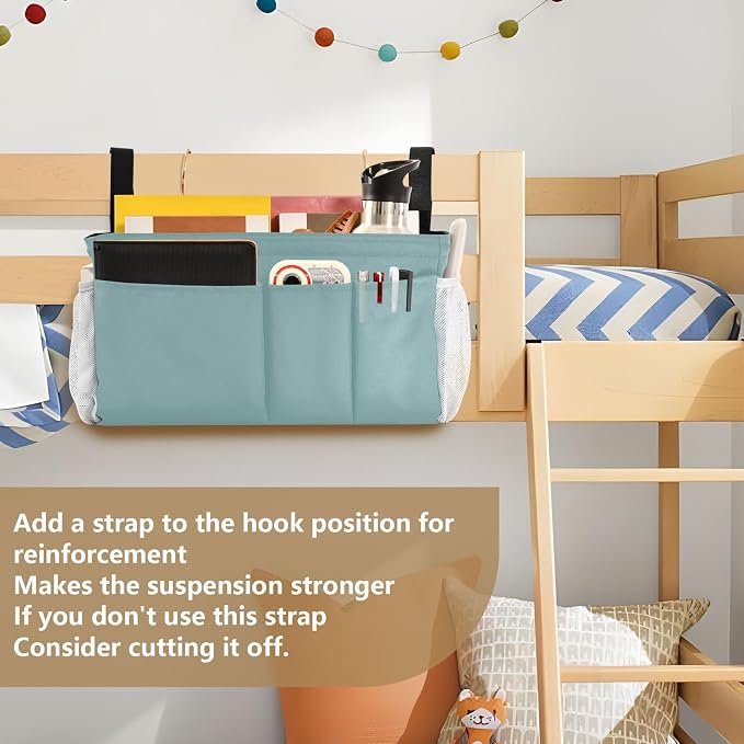 DOMIKING Teal Bedside Caddy for Dorm Bed Recliner Armrest Organizer - Image 6