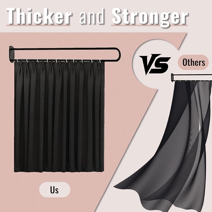 U-Shape Room Divide with Metal Support Rod, Wall Mounted Privacy Partition - Image 6