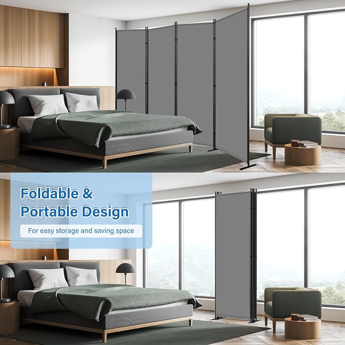 AKTOP 4 Panel Room Divider, Non-See-Through Freestanding Screen - Image 6