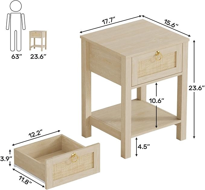 Eclatara Rattan Nightstand: Sturdy Night Stand - Image 2