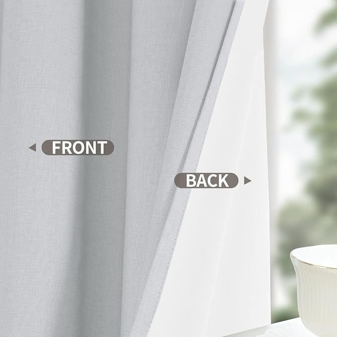 YoungsTex Short Linen Blackout Curtains 40 Inch Length, Thermal Insulated Black - Image 5