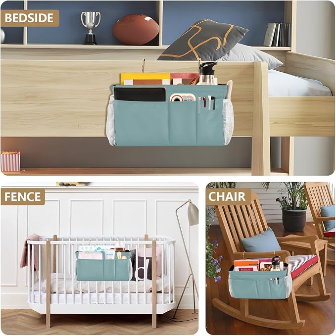 DOMIKING Teal Bedside Caddy for Dorm Bed Recliner Armrest Organizer - Image 8