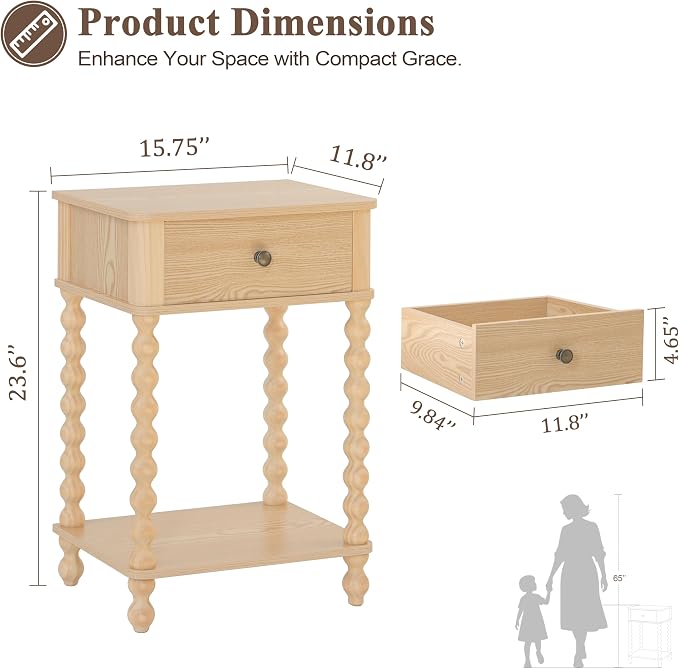AWASEN Night Stand, Small End Table - Image 3