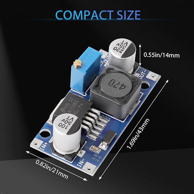 DROK LM2596 Buck Converter, Pack of 10 DC to DC Buck Converter Adjustable Voltage Regulator 3.2-35V to 1.25-34V
