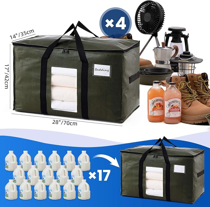 TAILI 4 Pack Green Extra Large Moving Bags, Storage Bag - Image 6