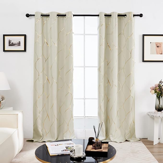 Deconovo Curtains for Living Room, Pattern Blackout Curtains 72 Inches Long | - Image 2