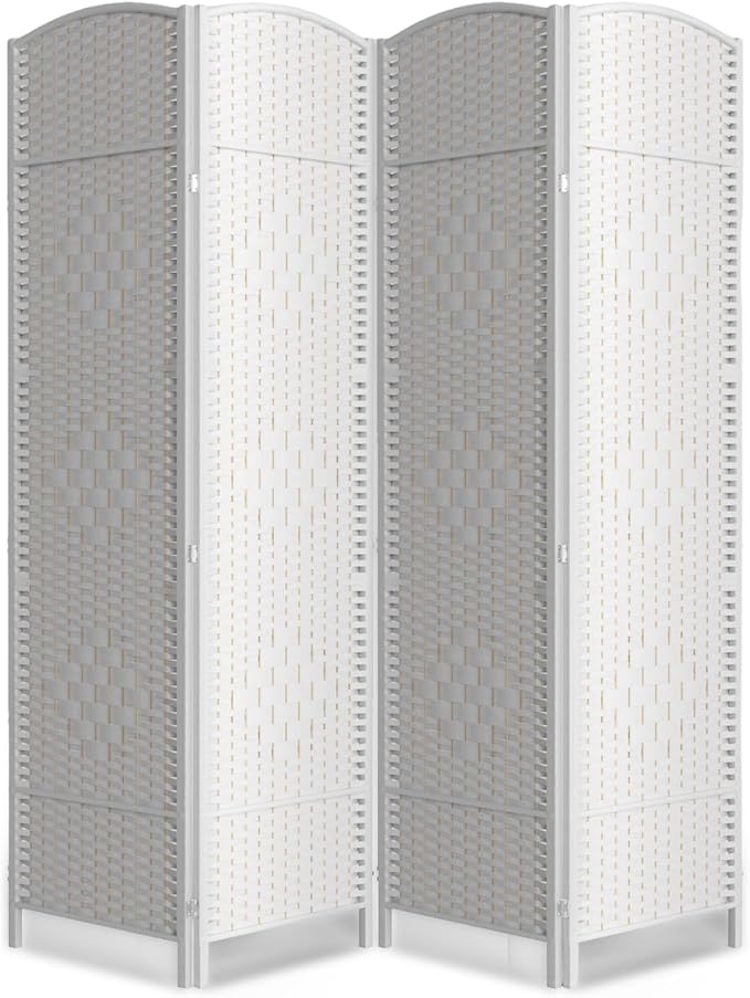 4 Panel Folding Room Divider, Woven Privacy Screen, handcrafted diamond pattern by cocosica