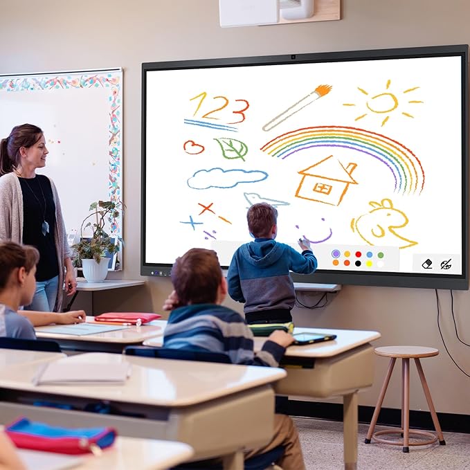 ZPNUZDU Smart Board,65" Smart Board for Classroom Office Home, 4K UHD Touch Screen Open Dual System Smart Whiteboard,Digital whiteboard with 48MP HD Camera(Board+Wall Mount Included)