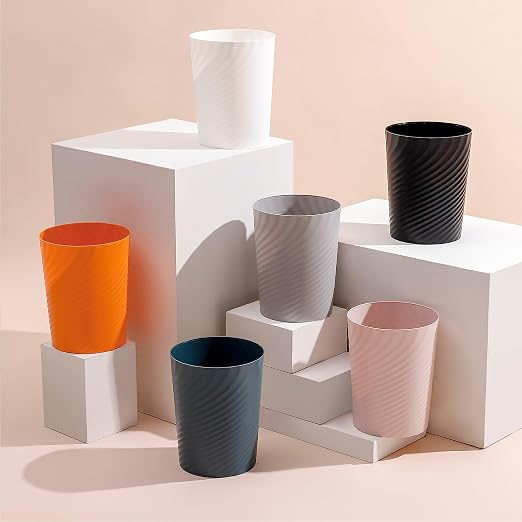 Plastic Small Bathroom Trash Can Wastebasket Garbage, Bluish Green, 2 Pack | - Image 3