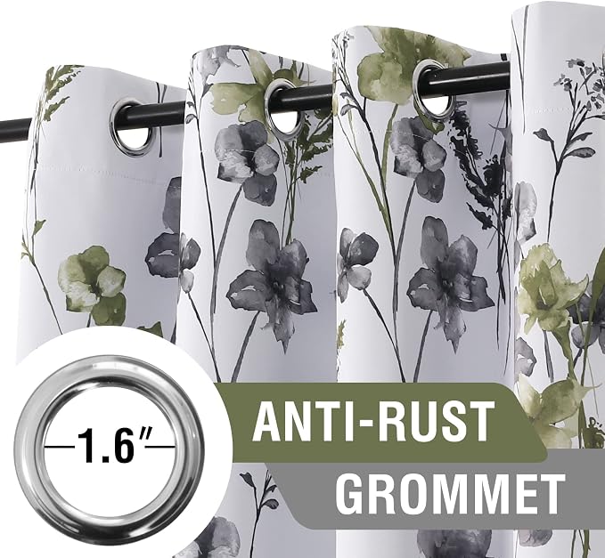 H.VERSAILTEX 100% Blackout Curtains 96 inch Length 2 Panels Set Cattleya Floral - Image 3
