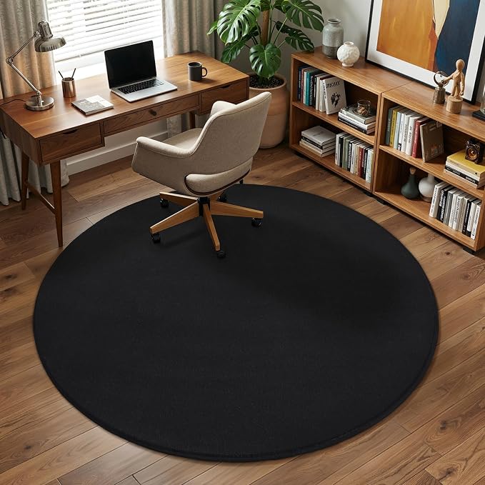Black Round Area Rugs 5ft Circle Rugs - Image 6